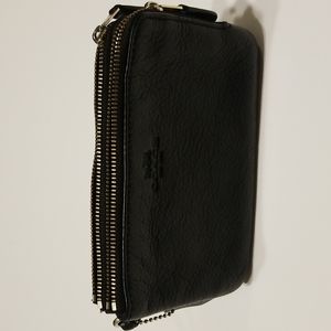 Coach wristlet purse double zippered pockets, black